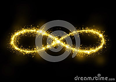 Gold glittering star dust infinity loop Stock Photo