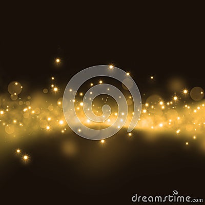 Gold glittering stars dust trail background Stock Photo