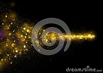 Gold glittering stars dust trail Stock Photo