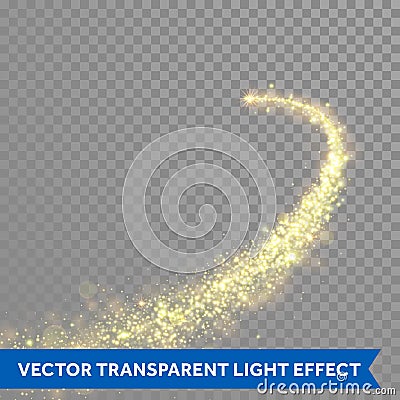 Gold glittering stars dust trail sparkling particles Vector Illustration