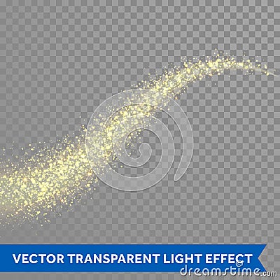 Gold glittering stars dust trail sparkling particles Vector Illustration