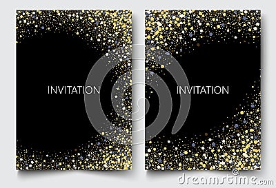 Gold glitters on a black background.Colored confetti design invitation Vector eps10 Vector Illustration