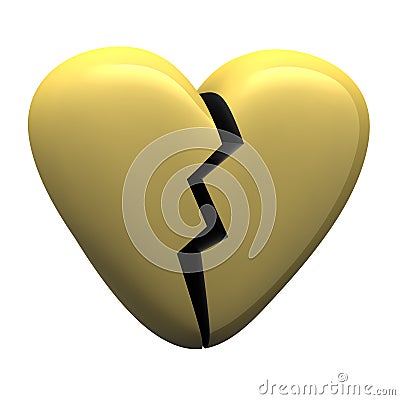 Gold glossy broken heart Cartoon Illustration