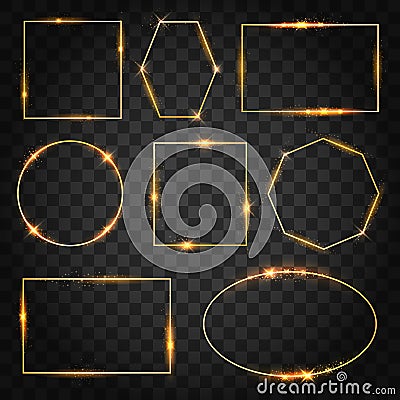 Gold glow frames Vector Illustration