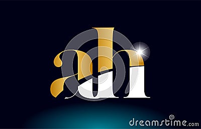 gold golden alphabet letter ah a h logo combination company icon design Stock Photo