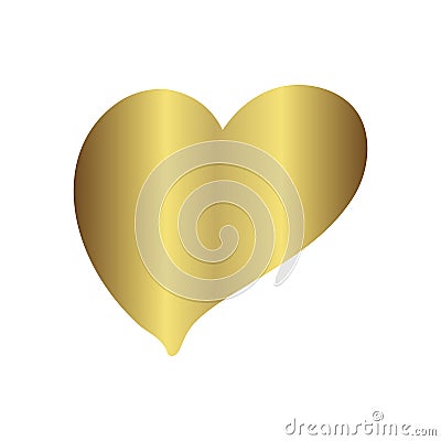 Gold gradient foil heart, Valentine day love golden design Vector Illustration