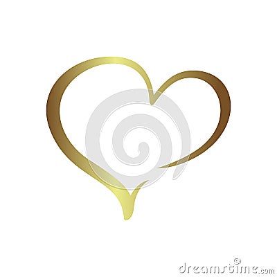 Gold gradient foil heart, Valentine day love golden design Vector Illustration