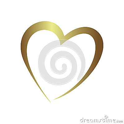 Gold gradient foil heart, Valentine day love golden design Vector Illustration