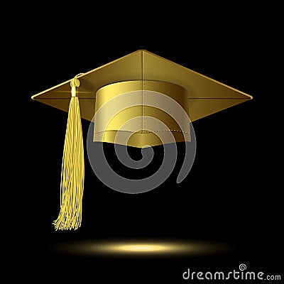 Gold Graduation Hat with Tassel Vector Illustration