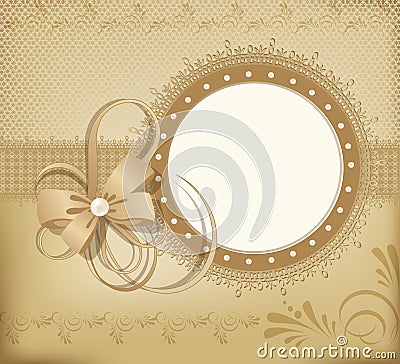 Gold greeting wedding frame for photo Vector Illustration