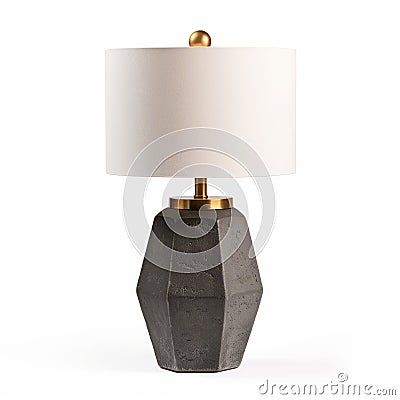 Gold And Grey Cement Table Lamp With High Detailing Stock Photo