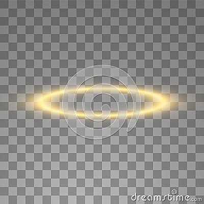 Gold halo angel ring. Isolated on black transparent background, vector illustration Vector Illustration