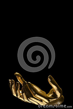 Gold hands on black background. 3D illustration Cartoon Illustration