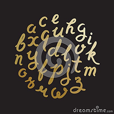 Gold Handwritten alphabet Vector Illustration