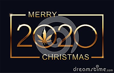Gold 2020 happy new year on black background Vector Illustration