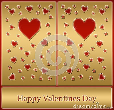 gold happy Valentines card Stock Photo
