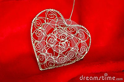 Gold Heart Christmas Ornament Stock Photo