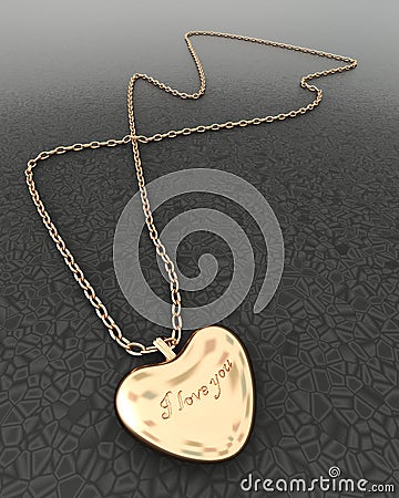 Gold heart pendant Stock Photo