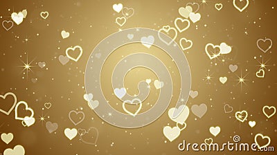 Gold hearts and stars Cartoon Illustration