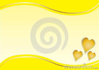 Gold hearts with yellow border Stock Photo