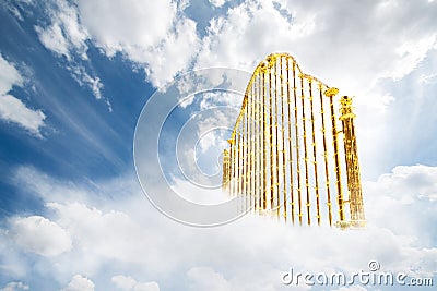 Gold heavens gate in the sky / 3D illustration Cartoon Illustration