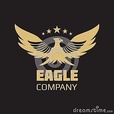 Gold heraldic eagle logo design Vector Illustration