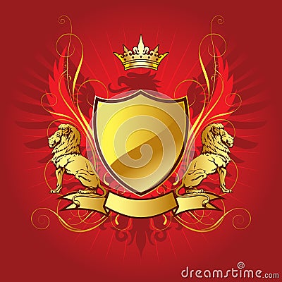 Gold heraldry shield Vector Illustration