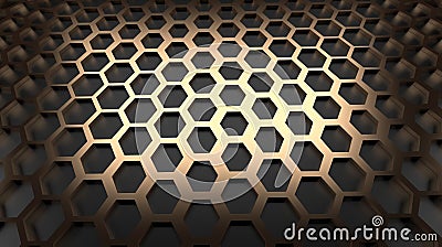 Gold Hexagonal background - Golden Dark Metallic - 3d illustration Cartoon Illustration