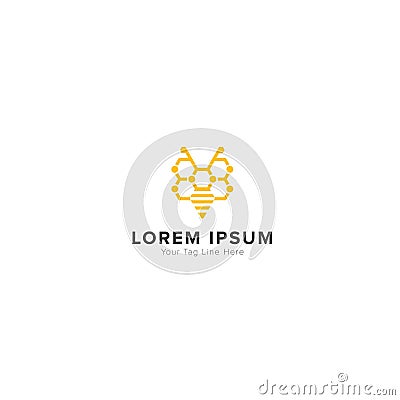 Gold hexagonal bee logo designs honey modern logo Vector Illustration