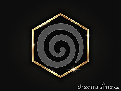 Gold hexagonal frame Vector Illustration