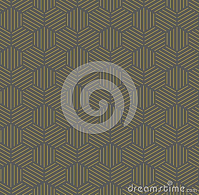 Gold Hexagonal Pattern with Grey Background Stock Photo