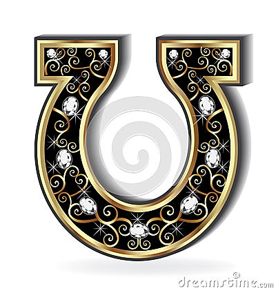 Gold horseshoe logo Vector Illustration