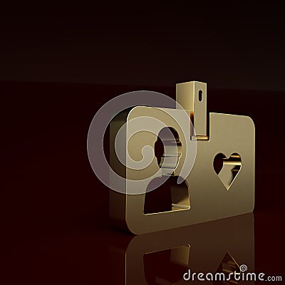 Gold Identification card volunteer icon isolated on brown background. Volunteer id card or badge. Minimalism concept. 3D Cartoon Illustration