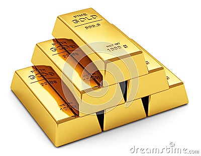 Gold ingots Stock Photo