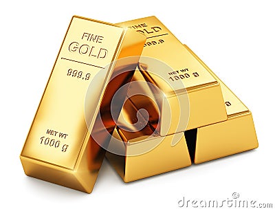 Gold ingots Stock Photo