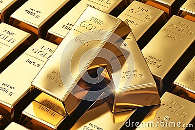 Gold ingots Stock Photo