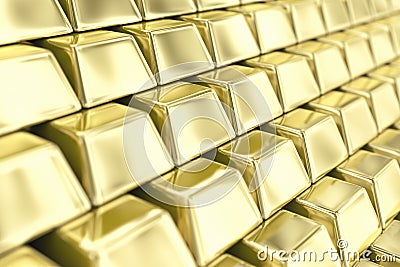 Gold ingots Stock Photo