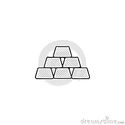 Gold Ingots thin line icon. Gold Ingot Hand Drawn thin line icon Vector Illustration