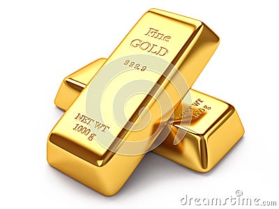 Gold ingots Stock Photo