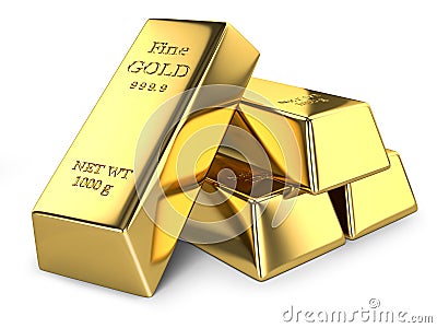 Gold ingots Stock Photo