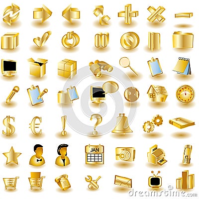 Gold Interface Icons Vector Illustration