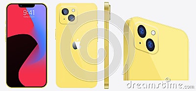 Gold iphone 14 pro mockup. Smartphone mockup. mobile phone mock up, Apple divice Vector Illustration