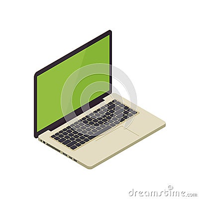 Gold isometric vector notebook laptop Vector Illustration
