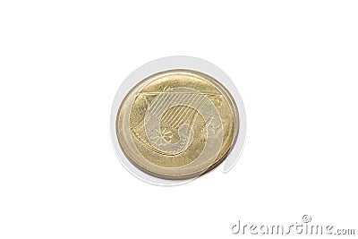 A gold Israeli half shekel coin isolated on a white background Stock Photo