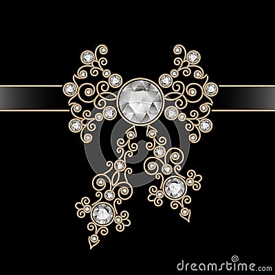 Gold jewelry bow Vector Illustration