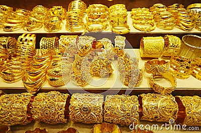  Gold  Jewelry  At The Dubai  Gold  Souk  Editorial Photography 