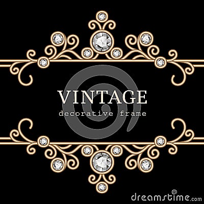 Gold jewelry frame Vector Illustration