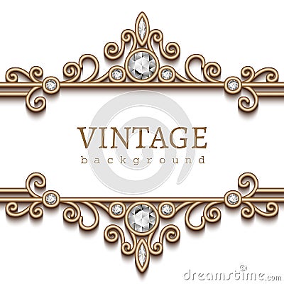 Gold jewelry frame Vector Illustration