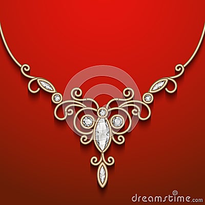 Gold jewelry necklace Vector Illustration