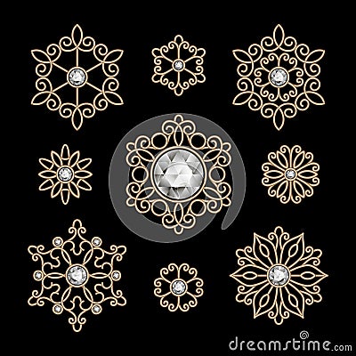 Gold jewelry set Vector Illustration